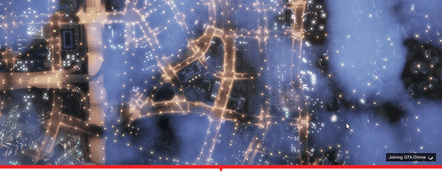Overhead view of Los Santos in GTA Online as depicted in the infamous GTA loading screen
