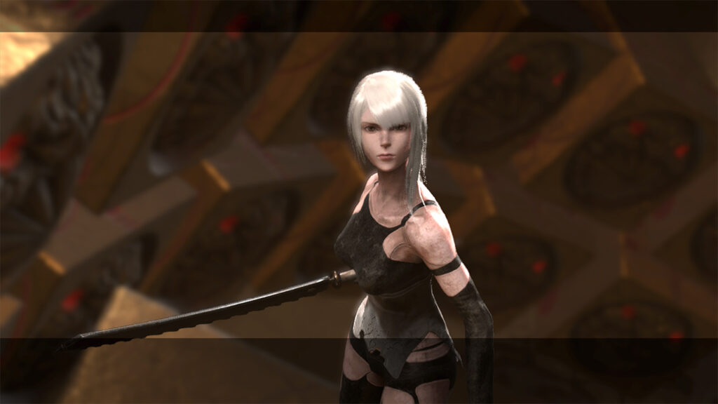 Kaine closeup in the A-Type android outfit from automata