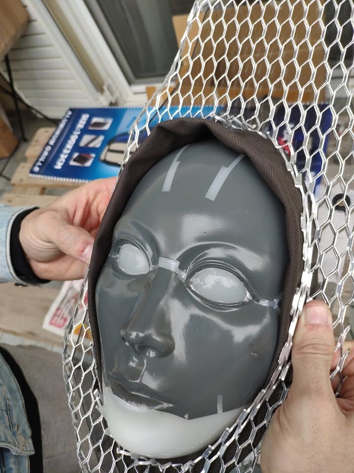 Mask being inserted into the casing
