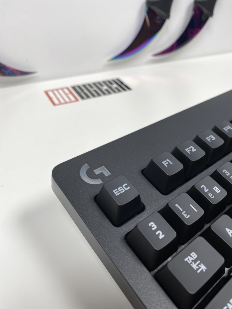Logitech logo on the top left of the keyboard