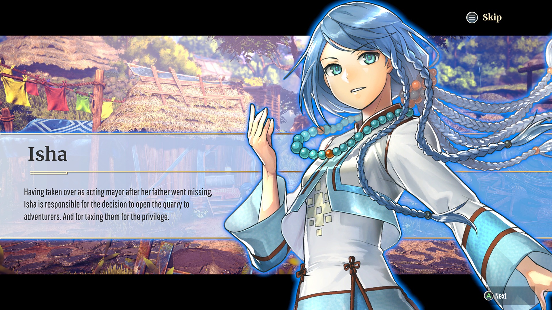 Isha character introduction screen
