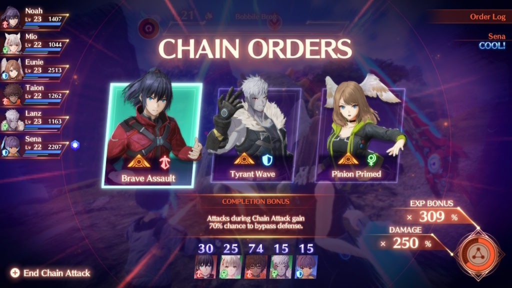 Xenoblade Chronicles 3 review - chain orders window