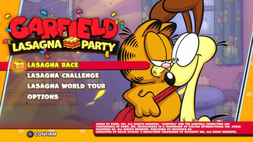 Garfield Lasagna Party: different modes