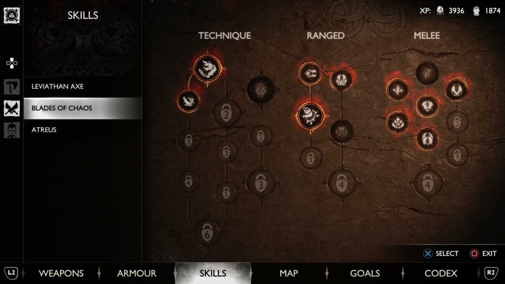 Skill tree in God of War Ragnarok