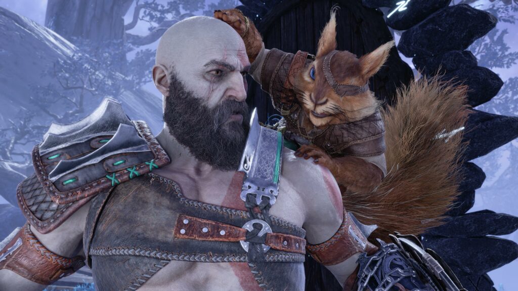 Kratos and the magic squirrel.
