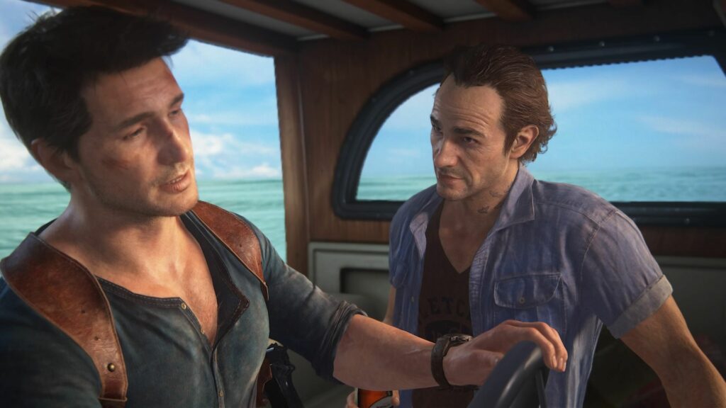 Nathan and Sam in boat in Uncharted 4