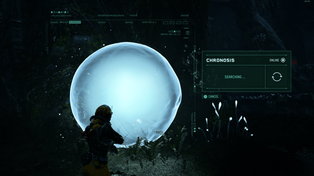 The white orb near the crash allows you to travel to other timelines or invite players from other other timelines