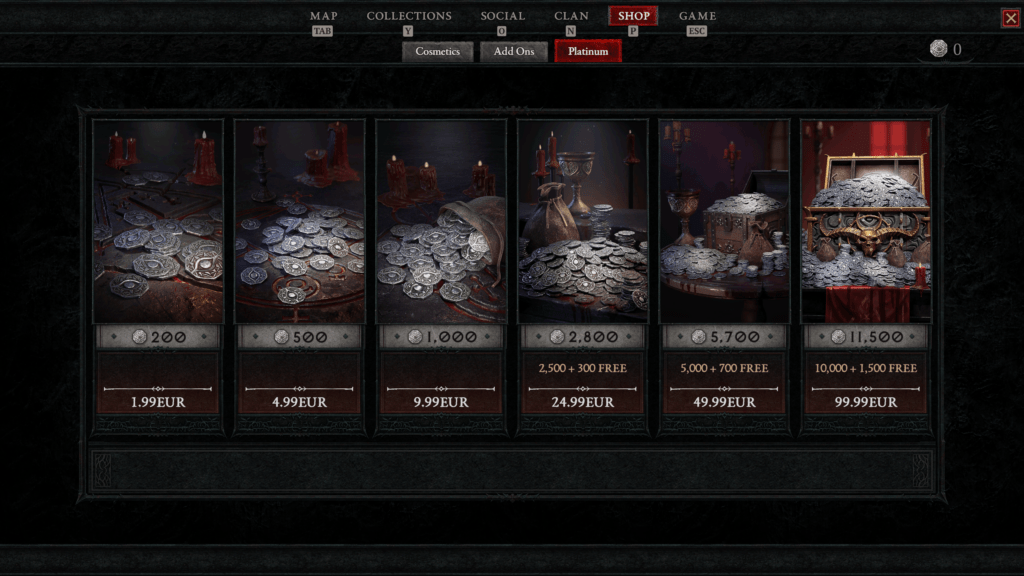 The greed of blizzard, shop with package deals for platinum that is required to buy skins.