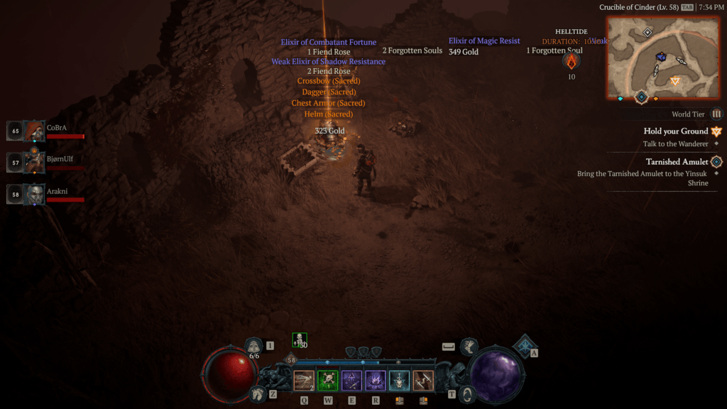 Legendary drops in a helltide from the Diablo 4 Endgame