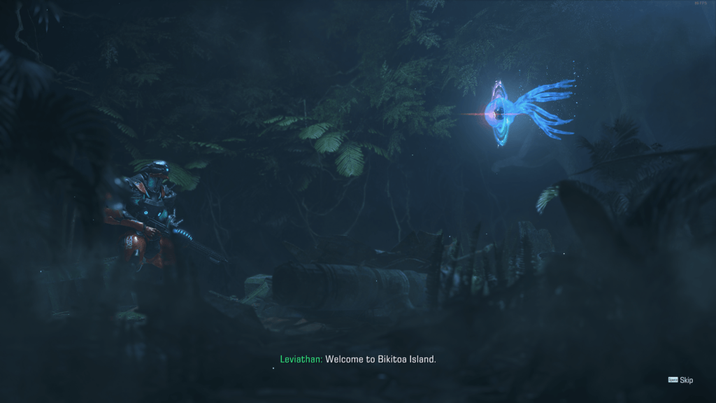 Our pilot being greeted by a watcher from leviathan in the jungle of Bikitoa island, the watchers are eye like flying creatures.