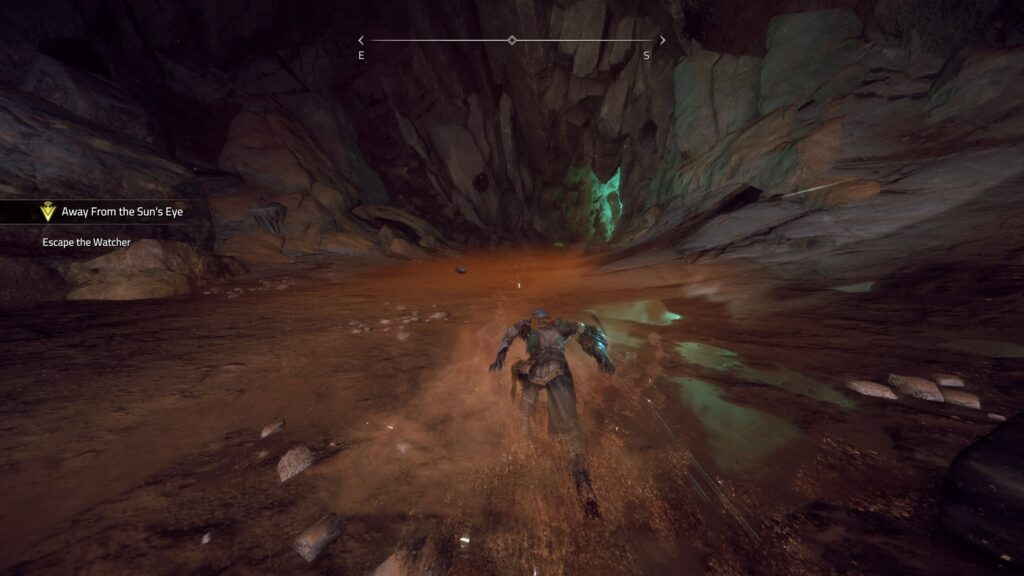 Sandgliding downwards through a cave, one of the most fun things to do in Atlas Fallen review
