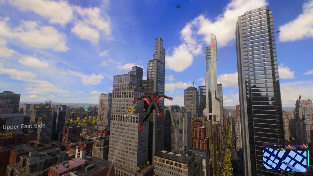 Spider-wings gameplay from Miles' perspective in Marvel's Spider-Man 2
