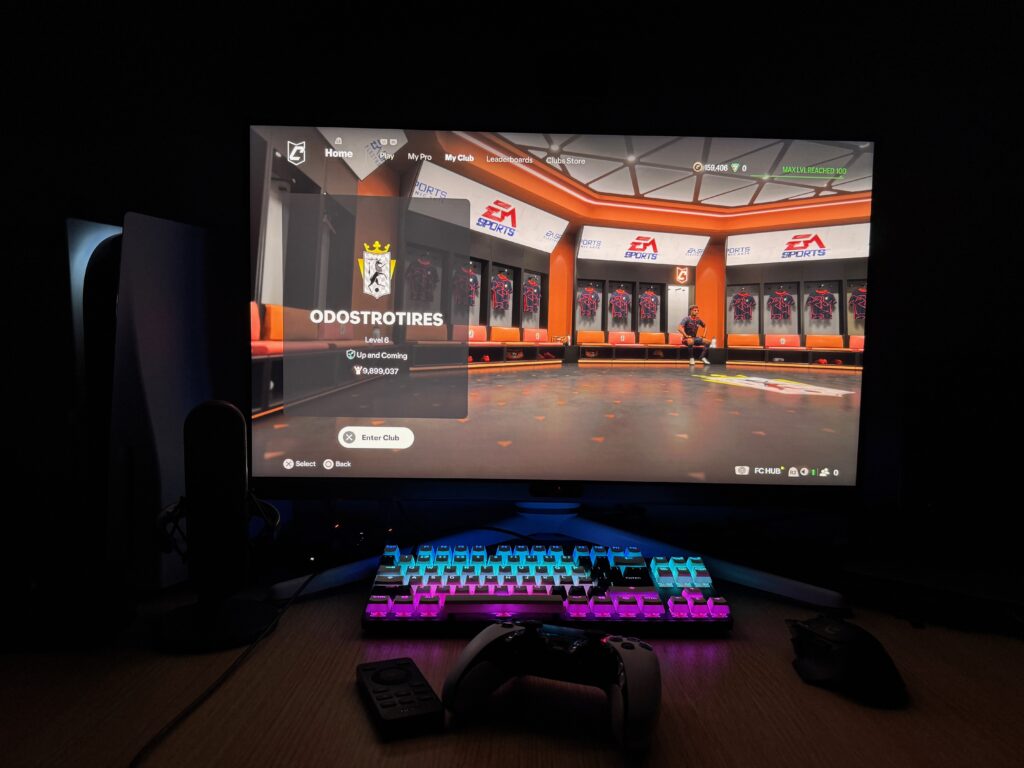 EA Sports FC 25 Clubs mode running on the BenQ EX21UX
