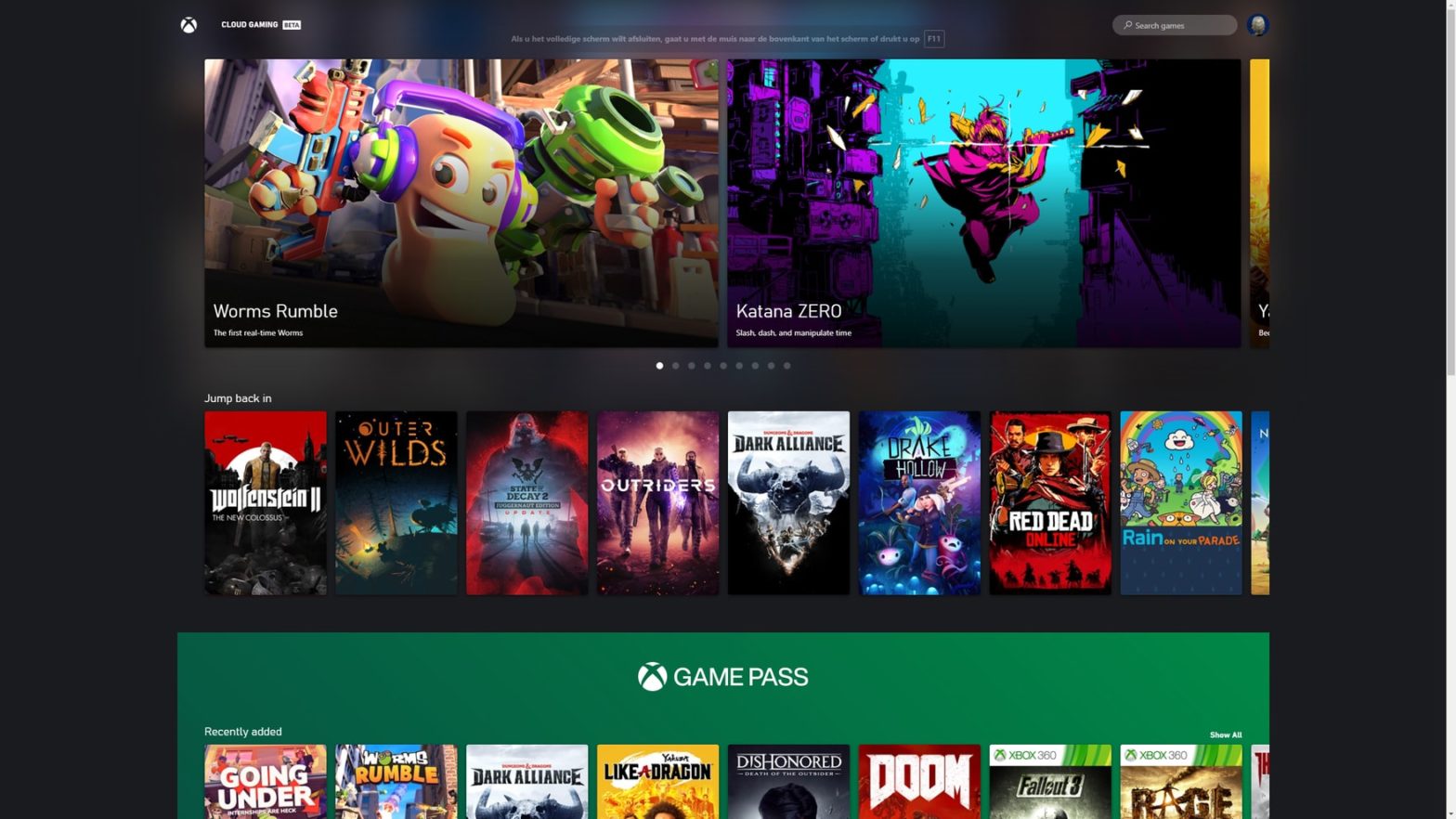 Xbox Cloud Gaming, Software