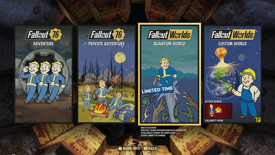 Fallout Worlds New server menu.