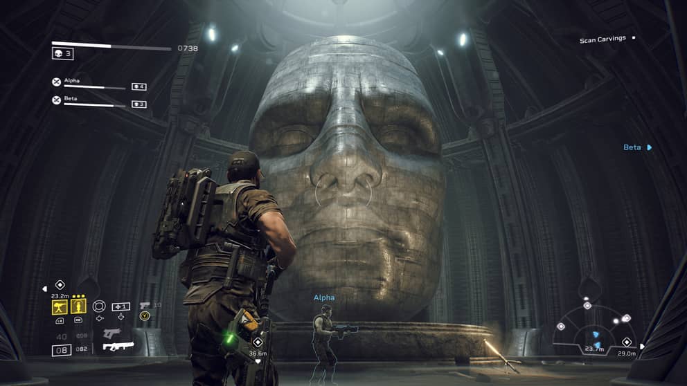 Huge head statue inside of an alien ruin, if you saw Prometheus you will know whats up.