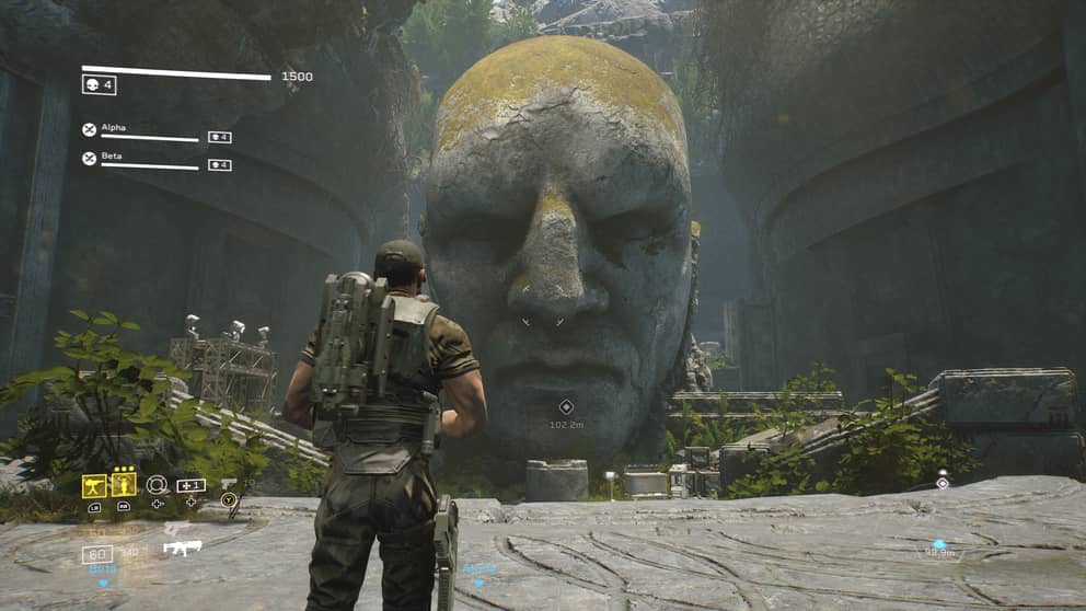 The head statue outside of the alien ruins.