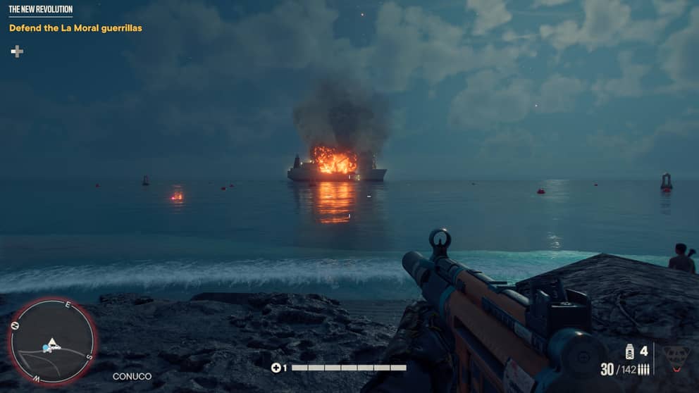 Beautifull night beach walk and exploding tankers. Far Cry 6 review