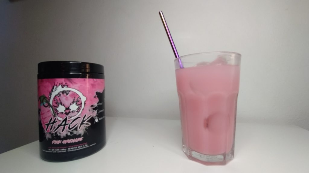 A cool hack energy pink lemonade Drink
