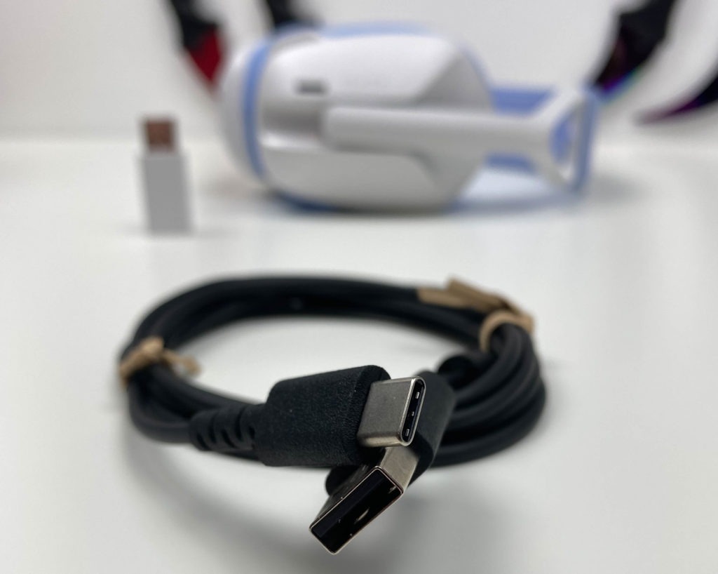 Close up of the charging cable