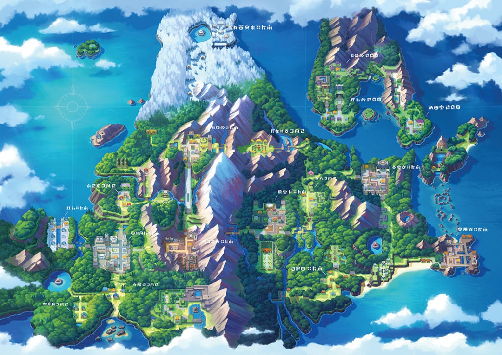 Map of the Sinnoh region in Pokémon Shining Pearl