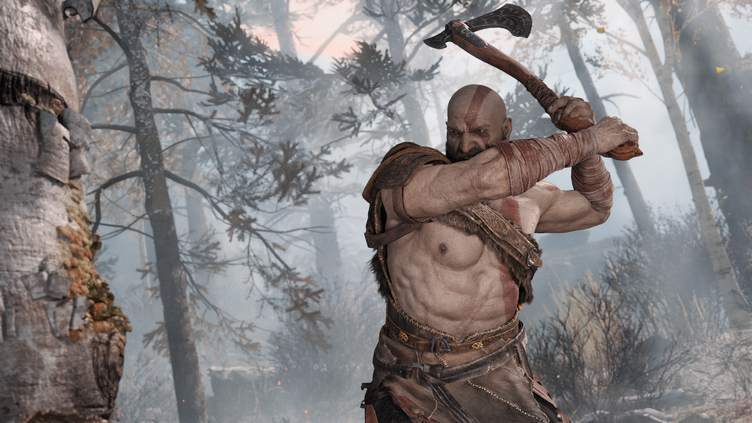 Kratos swinging his leviathan axe