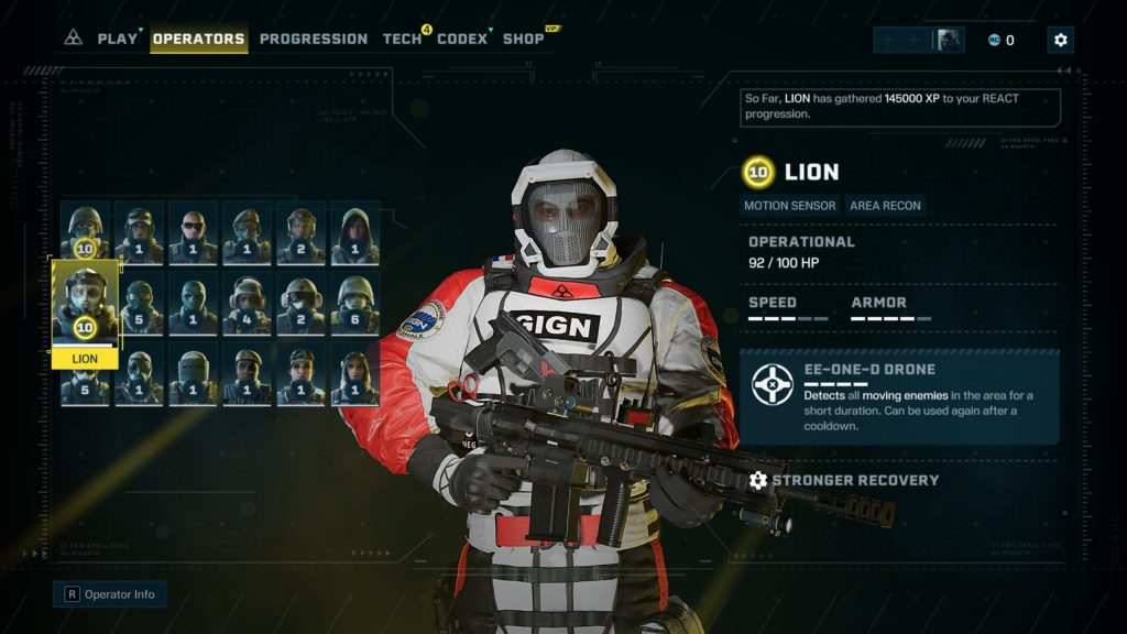 Fully unlocked and several max level operators in rainbow six extraction