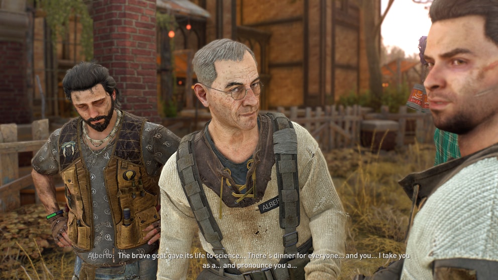 Bloom is very present in cutscenes. Alberto and his apprentice talking about how killing a goat is good for science and how its now diner. Poor goat.