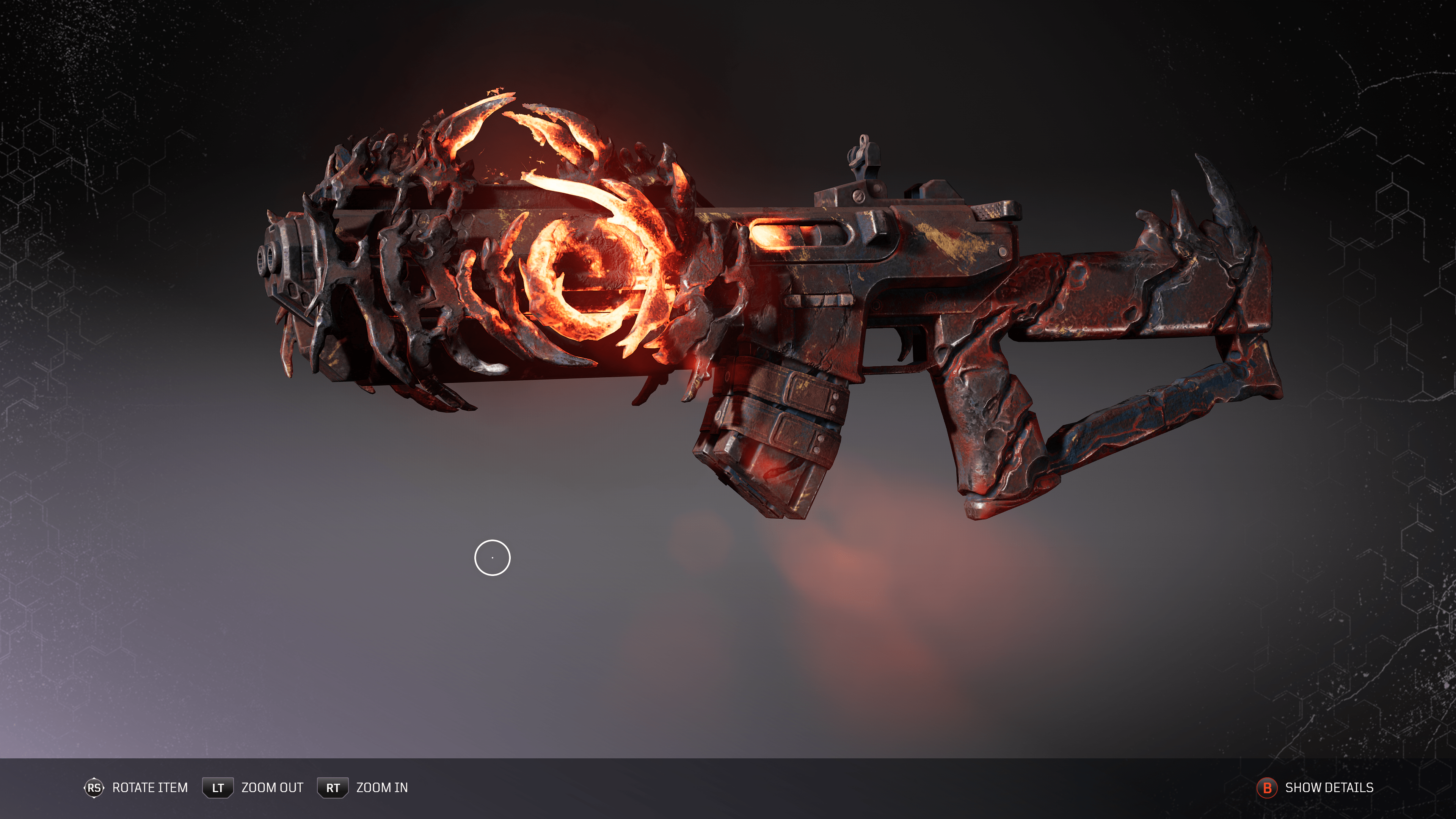 amazin skins, gun formed out of metal glowing hot in the centre.