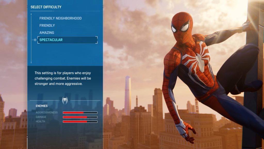 Spider-Man Remastered Menu