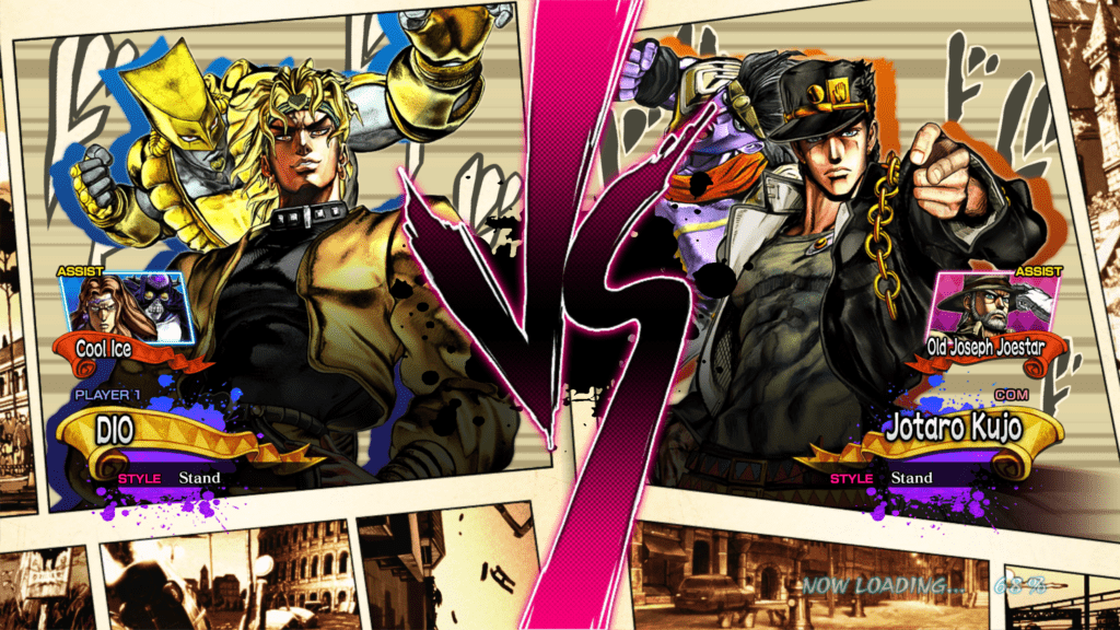 Loading screen before the fight between Dio and Jotaro