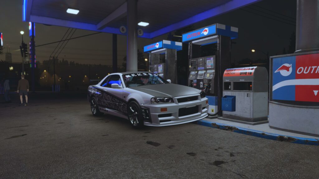 Parked at a gas stataion in Need for Speed Unbound