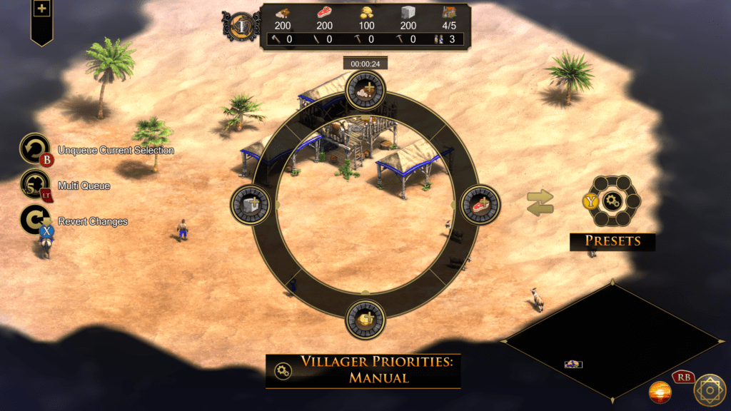 Age of Empires 2: Definitive Edition Xbox version advanced radial menu for resource collection