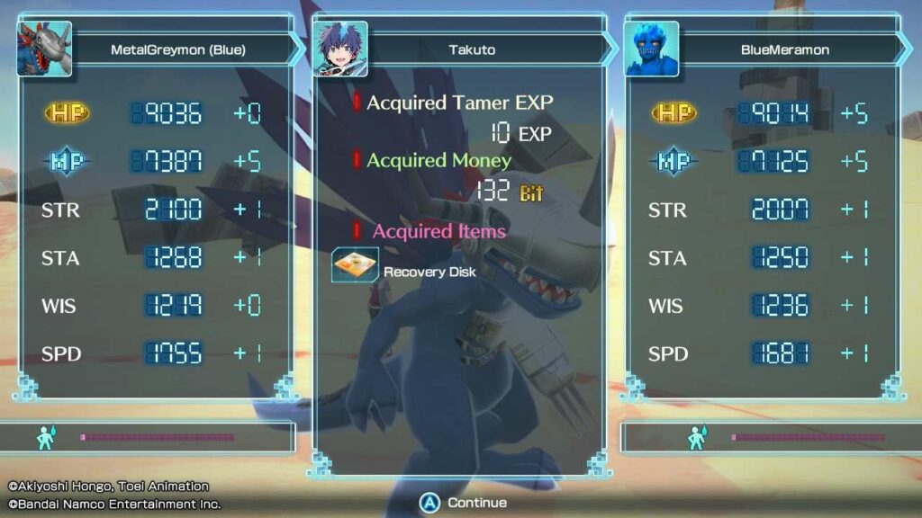 Battle results in Digimon World: Next Order