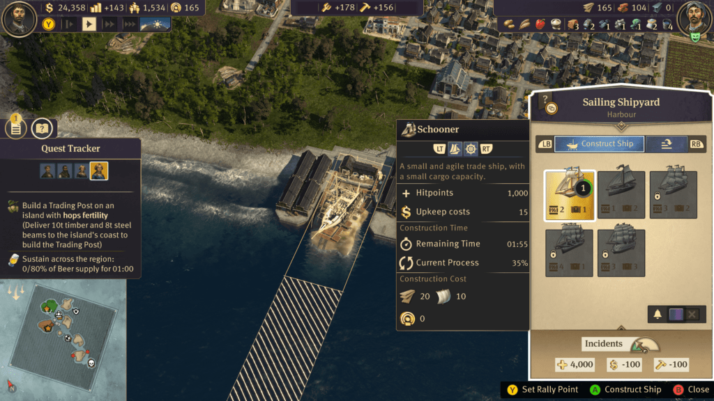 Building ships to start your empire in the Anno 1800 Xbox Series X review