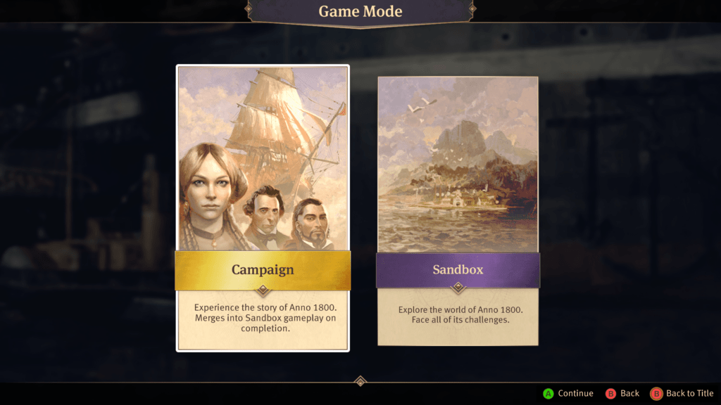 Campaign or Sandbox menu