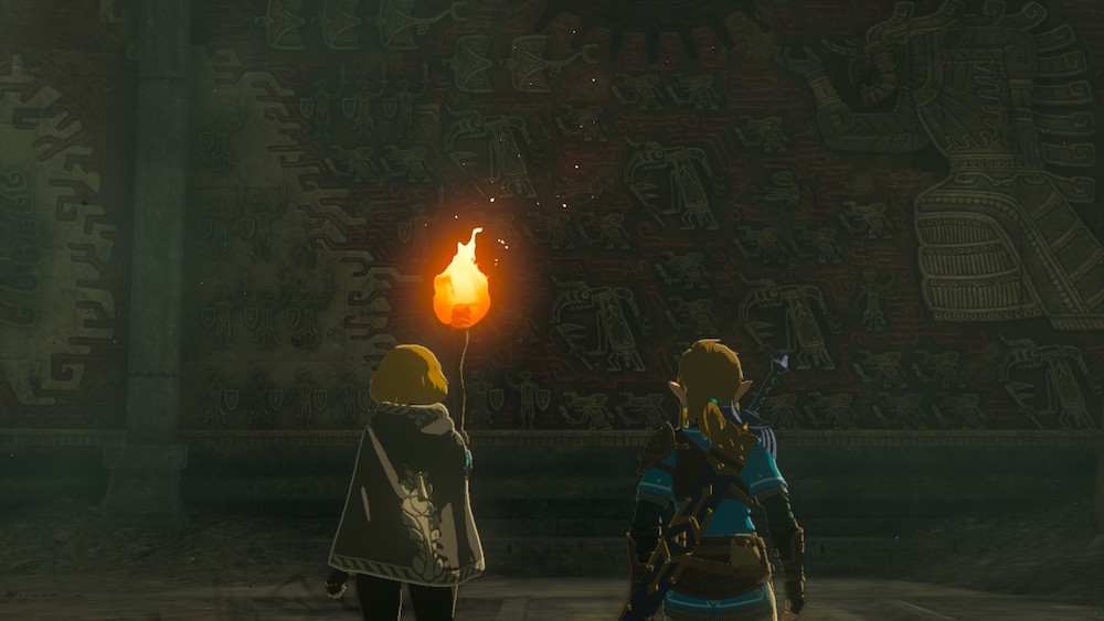 Η Zelda και ο Link στα ερείπια κάτω από το κάστρο Hyrule