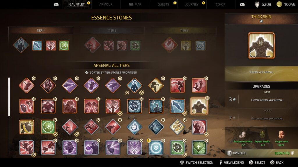 The essence stone menu, the momentum gauge with slotted essence stones and all other option available for you to pick from. The range is simply huge.