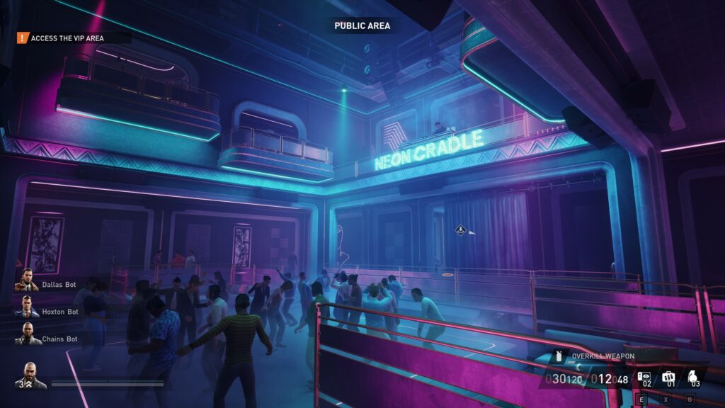 Inside the neon cradle there is more neon, a dj and a full dance floor.