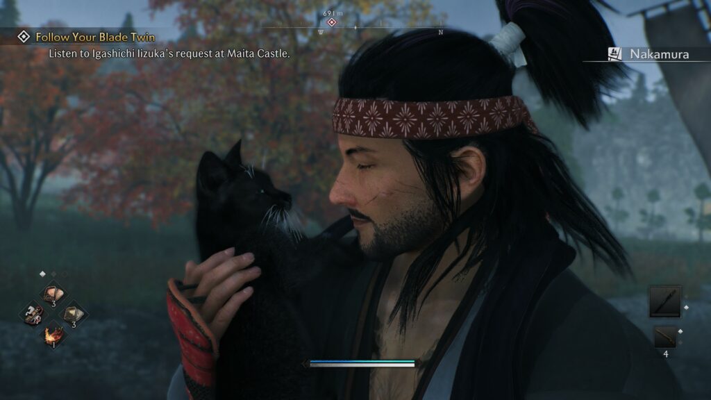 Petting cats in Rise of the Ronin