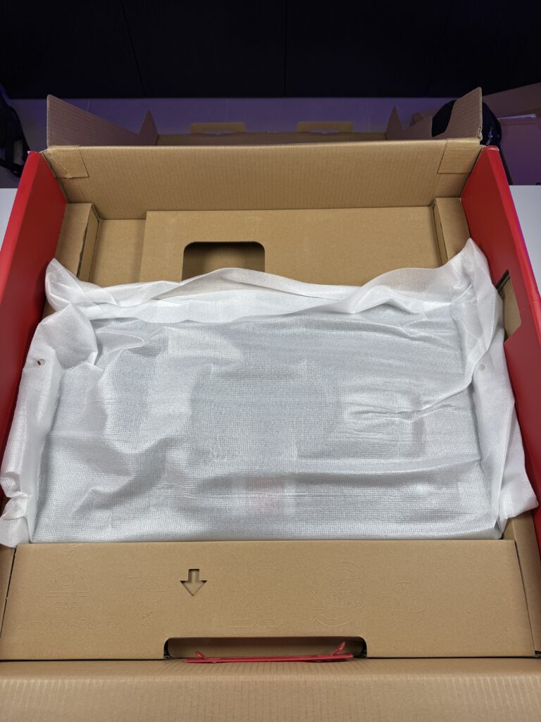 monitor inside the box carefully packaged